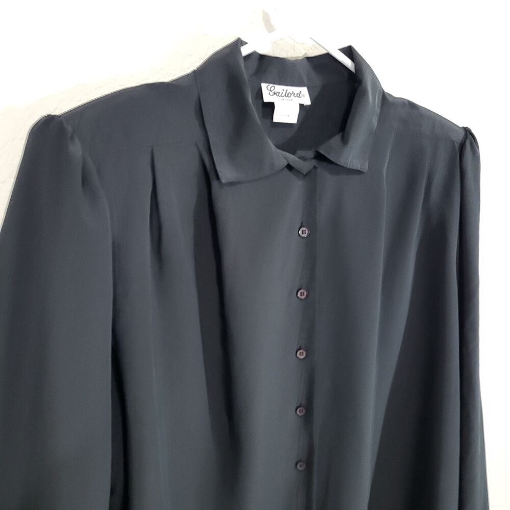 VTG Blouse Gailord Womens Large Black 80s Office Dressy Evening Business Casual - Picture 5 of 9